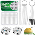 50-in-1 Shower Head Cleaner Kit with Stainless Steel Needles | Reusable Straw Brush | Unclog Tiny Nozzles for Shower, 3D Printer, Straws, Faucets, Electronics | White