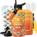 DYSANKY National Parks Water Bottle – 64 oz Insulated Stainless Steel Bottle with 63 Hand-Drawn Park Stickers, Carrier Bag, Strap & Gift Box – BPA-Free – Ideal for Hiking, Camping & Travel
