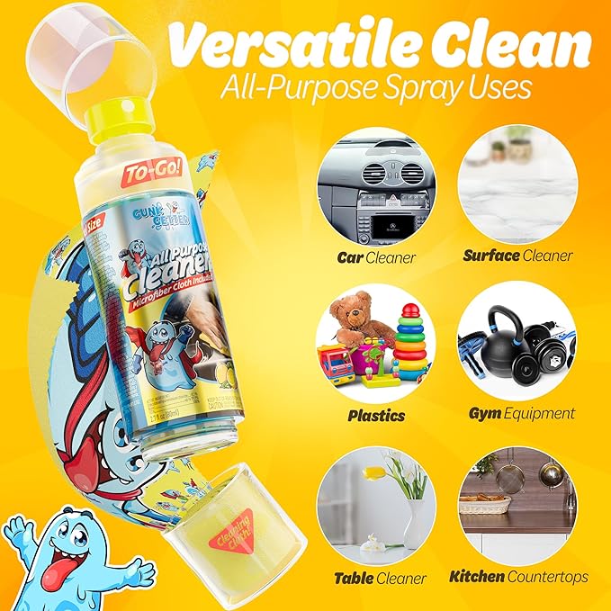 Travel Spray Bottle With Microfiber Cap - All Purpose Cleaner - Lemon (2 Pack)