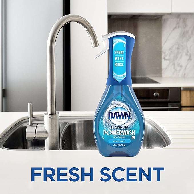 Dawn Powerwash Spray, Dish Soap, Dishwashing Liquid, Fresh, 1 Starter Kit + 3 Refills, 4x16 Fl Oz