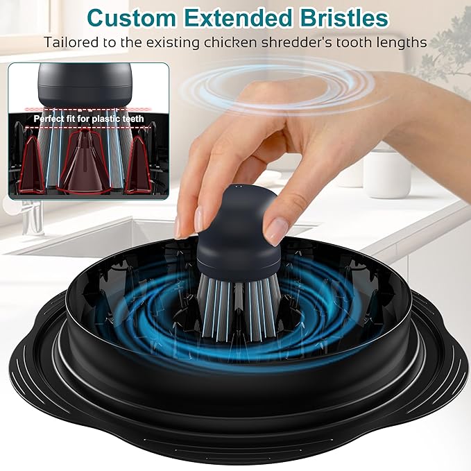 Mini Dish Brush for Cleaning Chicken Shredder, Palm Brush Dish Scrubber with Ergonomic Grip, Kitchen Brush for Washing Dishes, Pans, Pots, Sink (1, Gray)