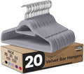 Utopia Home Premium Velvet Hangers 20 Pack - Non-Slip Clothes Hanger with Tie Bar - Grey Hangers with 360 Degree Rotatable Hook - Heavy Duty Coat Hanger