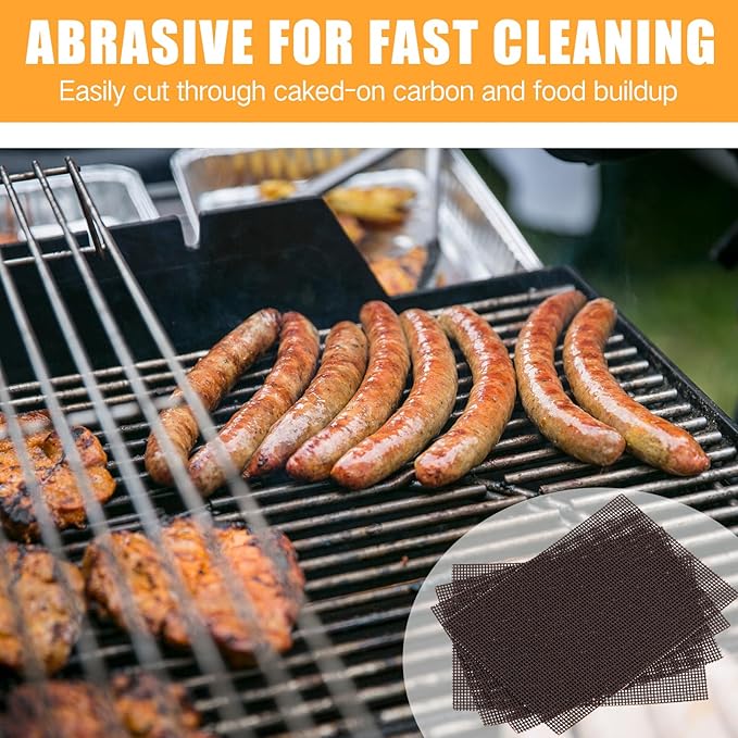 300 Pack Griddle 4x5.5'' Screen Grill Cleaning Screens Pre-treated Abrasive Mesh Pads for Flat Top Stainless Steel Griddle Cleaning Accessories Bundle