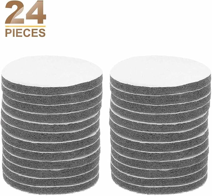HARFINGTON 24pcs Scrubber Scouring Pads 1200 Grits 5 Inch Drill Power Brush Hoop and Loop Surface Conditioning Disc Drill Scuffing Disc Scrub Pads for Home Kitchen Cleaning, Light Gray
