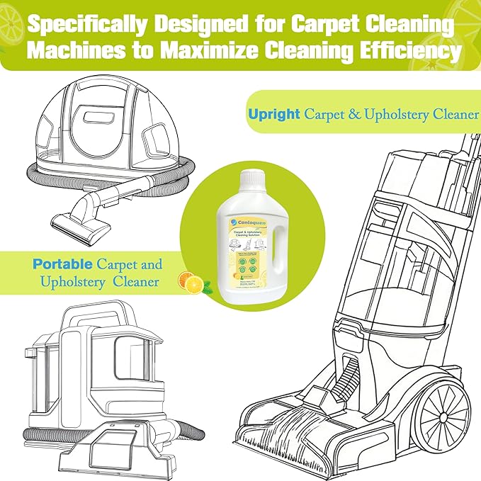 150X Concentrate Carpet Cleaner Solution Makes 39.6 Gal Formula for Portable Carpet Deep Cleaner and Upright Upholstery Cleaner Machine, 33.8 Fl.oz Carpet Stain Remover Lemon Scent