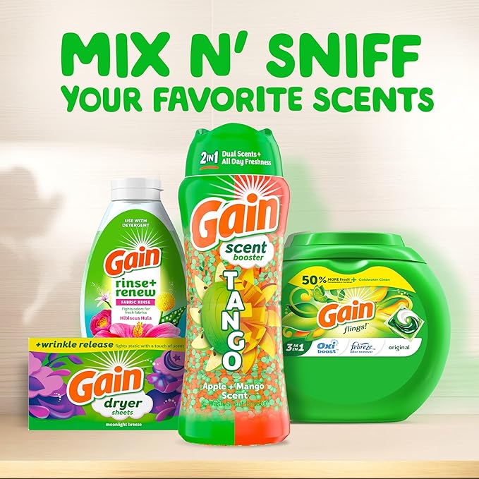 Gain Tango 2-in-1 Laundry Scent Booster Beads, Apple and Mango Scent, 21.1 OZ, Laundry Beads with Dual Scents Plus All Day Freshness