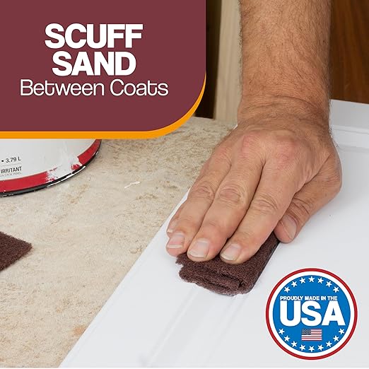 6" x 9" Non-Woven Surface Prep Between Coats Finishing Pads for Wood, Metal, Rust Removal, Deburring, Clean Metal, Medium Red Scuff Pads for Paint Prep - 320 Grit - 10 Pack (Maroon)