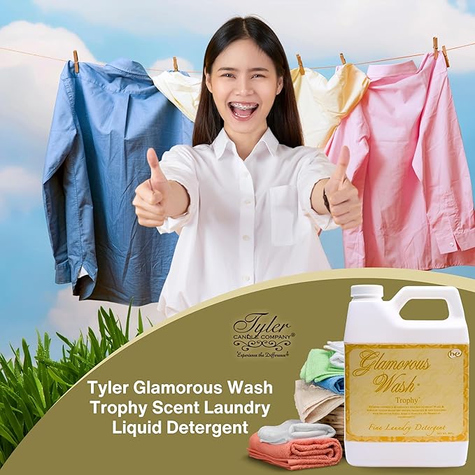 Worldwide Nutrition Bundle: Tyler Glamorous Wash Trophy Scent Laundry Liquid Detergent - Hand and Machine Washable - 32 oz (907 g) Container and Worldwide Nutrition Multi-Purpose Key Chain