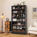 55" Storage Cabinet with 6 Adjustable Shelves (8 Tiers Total), Metal Shelving Unit for Garage, Pantry, Office – Easy Assembly, Durable Freestanding Organizer (Black, 7 Tier-55"H x 27.6"W x 11.8"D)