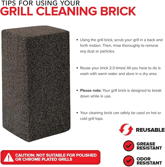 Stock Your Home Grill Cleaning Brick (4 Pack) - Heavy Duty Grill Cleaning Brick - Pumice Stone Brick for Flat Tops and Griddles - Blackstone Griddle Cleaner - Non-Scratch Grill Cleaner