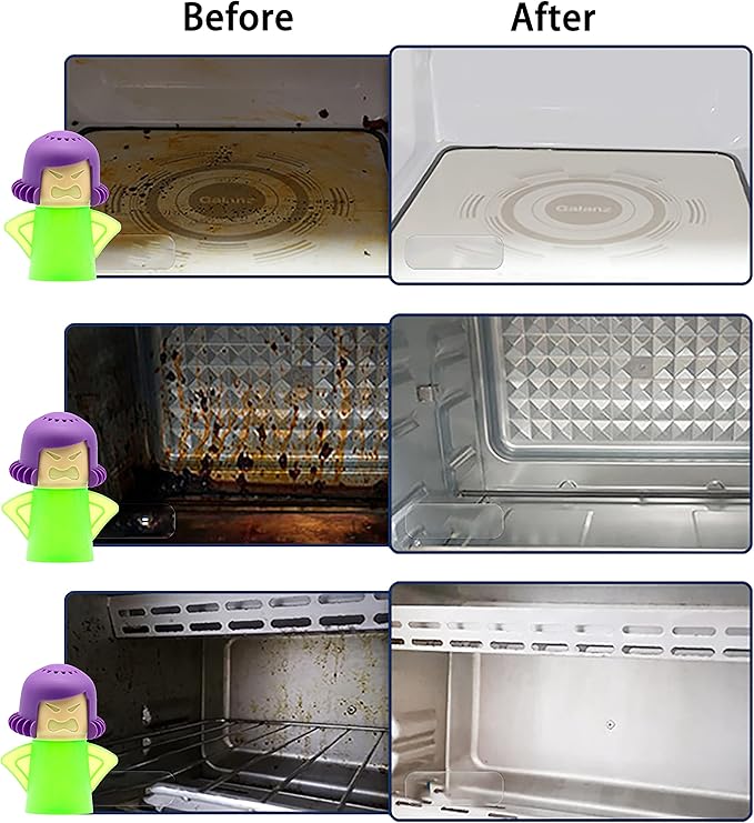 Microwave Steam Cleaner Angry Mom, Steamer Cleaning with Vinegar and Water, Angry Mum Microwave Oven Cleaner for Kitchen Office Chemical Free, Steams From Head (Green)