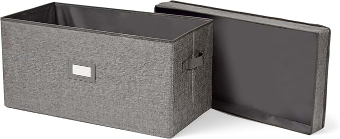 Covermates Keepsakes - Storage Box - Heavy Duty Polyester - Reinforced Handles - ID Window - Indoor Storage - Closet Storage, Grey Heather