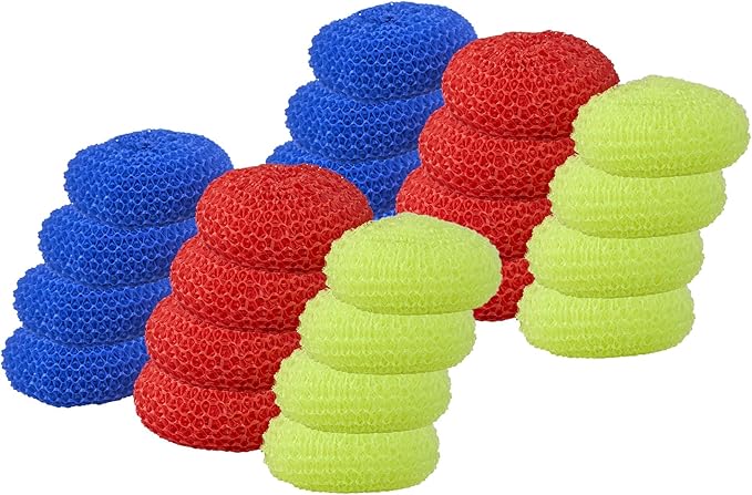 Nylon Scouring Pads-Dish Scrubber, for Dishes, Pots, and Stoves, Durable Mesh Scourers, for Tough Cleaning Nylon Dish Scrubbers, Pack of 24, Assorted Colors, by Superio