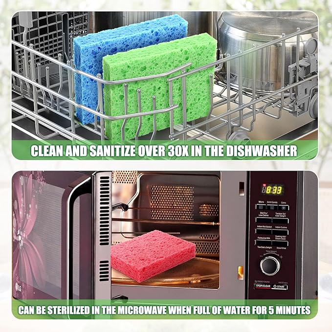 12 Counts Multipurpose Kitchen Sponges Pack Compostable Biodegradable Compressed Cellulose Sponges 18X Super Absorbent POP UP Eco Sponge for Household Use