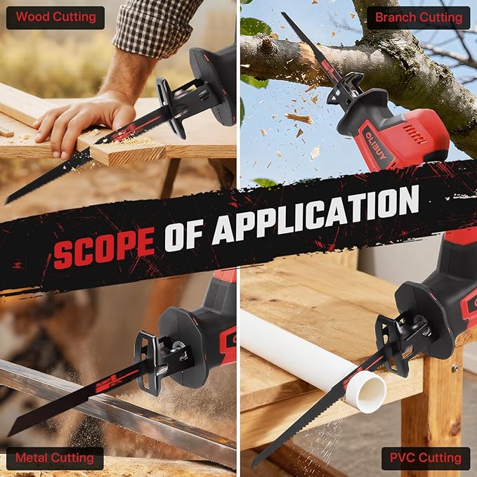 Reciprocating Saw for Milwaukee M18 Battery,【Battery Not Included】,Cordless Sawzall with 8 Blades,0-3000SPM Variable Speed, Cordless Reciprocating Saws for Wood/Metal/PVC Cutting