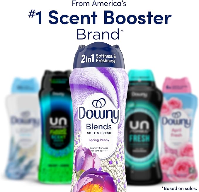Downy Blends 2-in-1 Soft & Fresh Laundry Scent Booster Beads, Spring Peony Scent, 24.5 OZ, Laundry Softness and Scent Booster