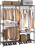 CASAMAYA Clothes Rack, Portable Closet, 54.3 Inch Large Capacity Wardrobe Closet, Clothes Storage Organizer with Shelves and 3 Hanging Rods, Easy to Assembly, Black PCT022B01