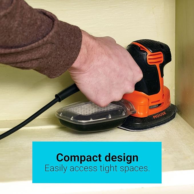 BLACK+DECKER Detail Sander,1.2 Amp,16,000 OPM,Compact Design,3-Position Grip for Comfort,Includes Dust Collector,Corded (BDEMS600),(Pack of 2)