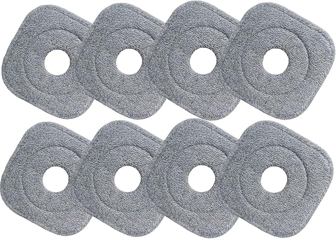 8 Pack Microfiber Mop Head Replacement, Compatible with True & Tidy SPIN-800 TrueClean Mop M16 Spin Mop，Square Microfiber Mop Pads Fit for Most Square Spin M16 Mop