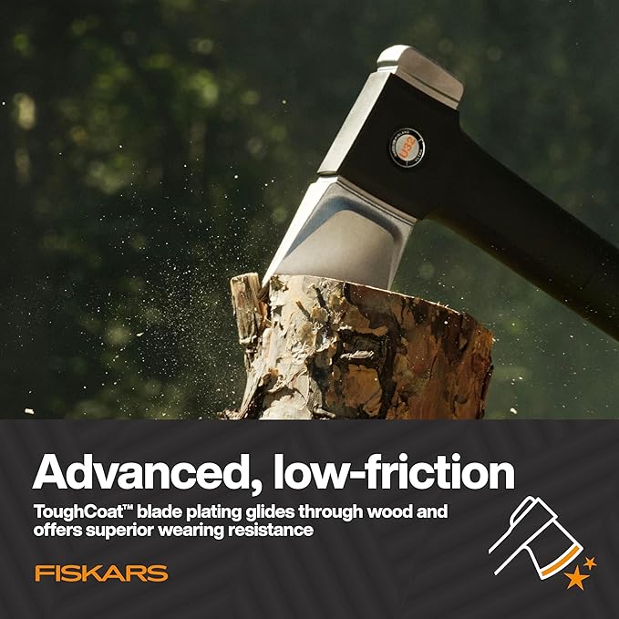 Fiskars Ultra Splitting Axe U32, Precision-Ground RazorEdge Double-Hardened Steel Blade Stays Sharp, Perfected Weight Balance & FiberComp Shaft for Large Log Splitting & Firewood, 32", Black