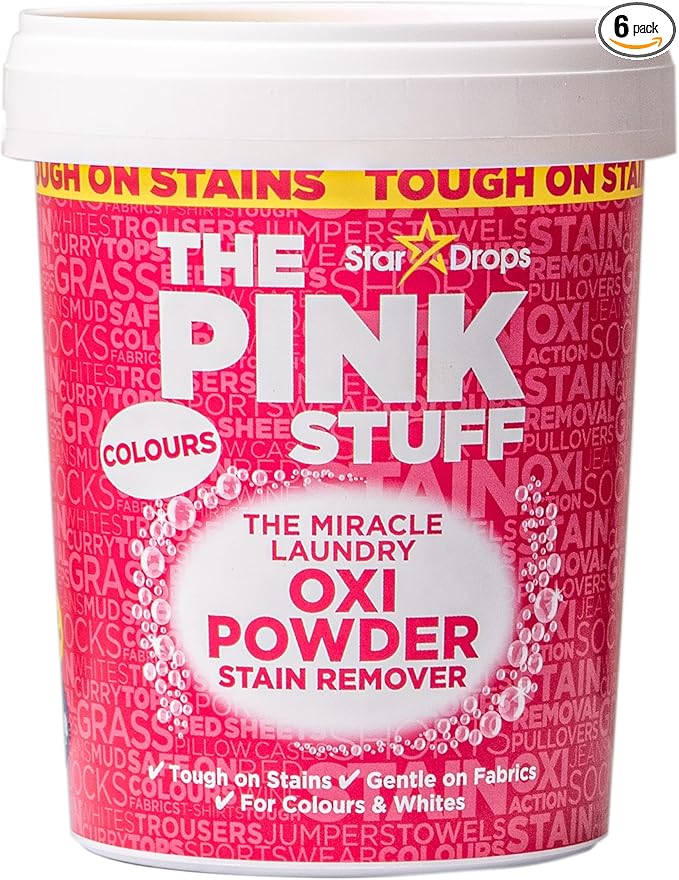 Stardrops The Pink Stuff Miracle Laundry Oxi Powder Stain Remover for Colours,1kg,(Pack of 6)