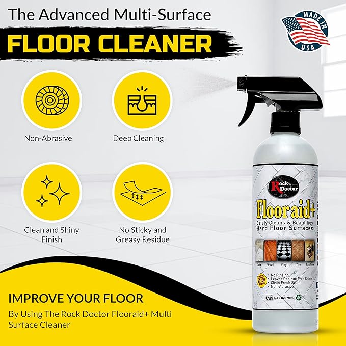 Flooraid Rock Doctor Multi-Surface Floor Cleaner Combo Pack, 64 oz and 24 oz – Cleans Vinyl, Ceramic Tile, and Stone