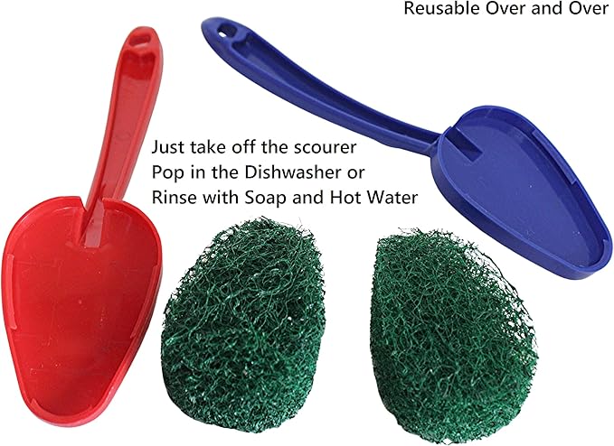 2-Pack Scouring Pad with Handle – Non-Scratch Scrubber for Kitchen, Bathroom, Tile, Cookware & Household Cleaning
