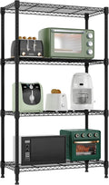 M MZG 1000 lbs 4 Tier Shelf Metal Storage Shelves Wire Rack Closet Organizers for Garage Kitchen Bathroom Laundry Black 11.8" D x 25.6" W x 45.5" H