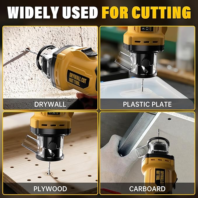 Cordless Drywall Cut-Out Tool for Dewalt 20V Battery, Brushless Rotary Saw, 30000 RPM, Adjustable Depth, Quick Bit Change, LED, Compact Spiral Saw for Cutting Wood Drywall,Sheetrock,Wood (Tool Only)