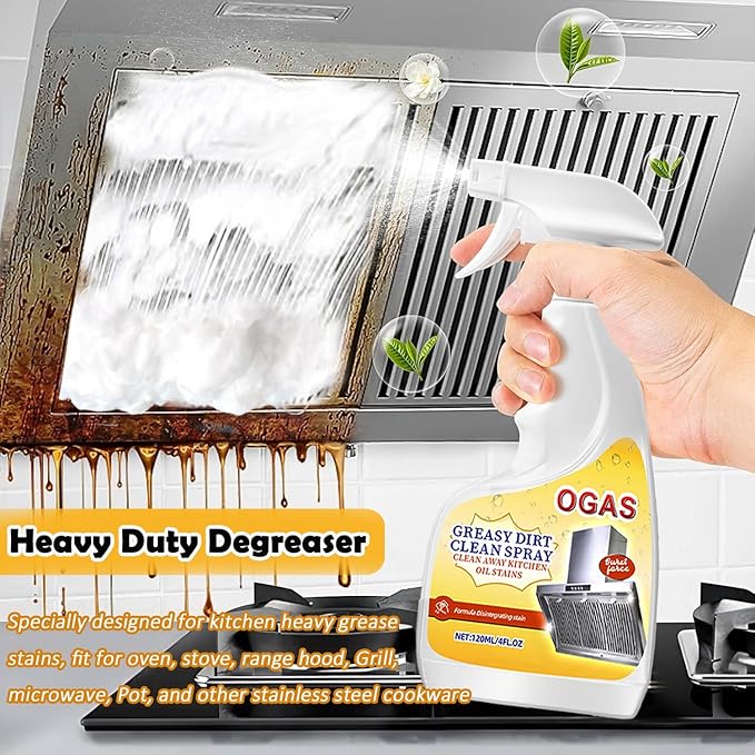 Stainless Steel Cleaner Foam, Heavy-Duty Degreaser Oven & Stove Top Cleaner, Remove Kitchen Stubborn Grease & Grime for Rang Hood, Grill, Pot Cleaning -120ml/4Fl.Oz