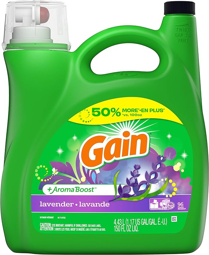 Gain + Aroma Boost Liquid Laundry Detergent, Lavender, 96 Loads 150 fl oz