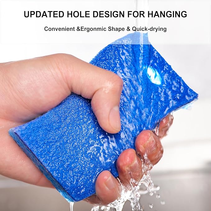 METUUTER 12-Count Scrub Sponges Kitchen Sponge Heavy Duty, Cellulose Sponges with Scouring Pads Dual-Sided for Kitchen and Household Use (S-Multi)