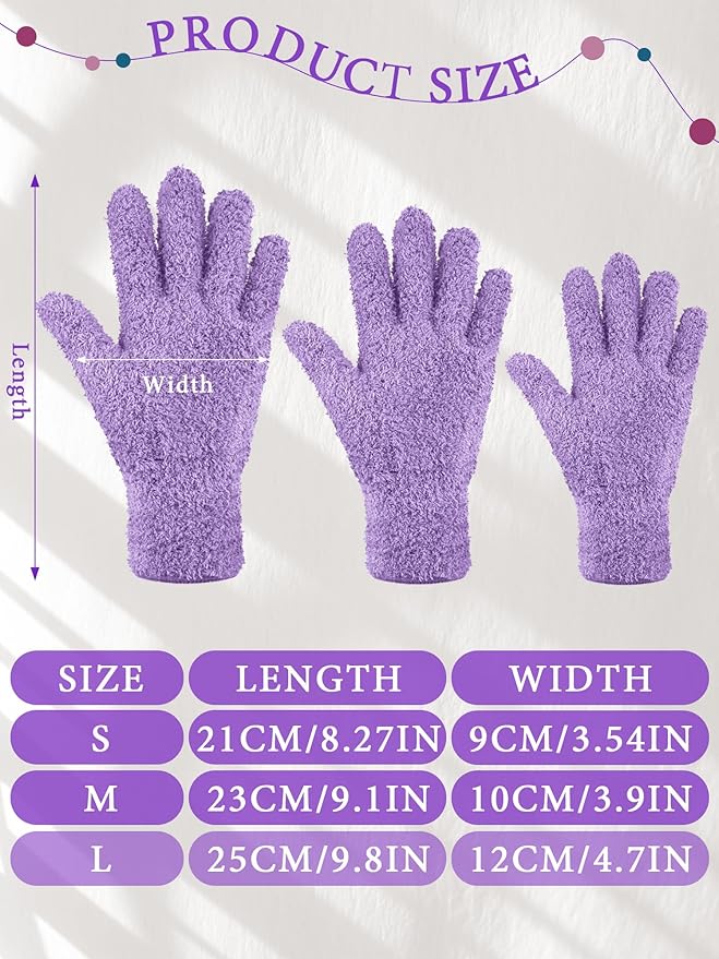 Patelai 3 Pairs Microfiber Plant Dusting Gloves Leaf Cleaning Gloves for Indoor Plants, Blinds, Furniture, House (Reddish Violet,Blue,Purple,Medium)