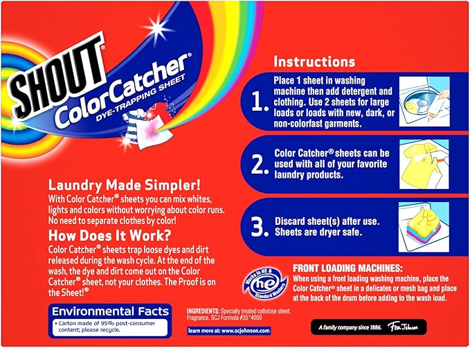 Shout Color Catcher Sheets for Laundry, Allow Mixed Washes, Prevent Color Runs and Maintain Original Clothing, 24 Count (Pack of 2)