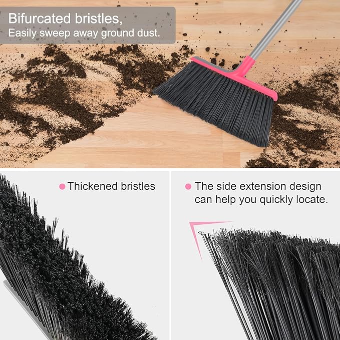 KeFanta Heavy Duty Broom, Outdoor Broom with 54.7" Long Handle, Commercial Brooms for Sweeping Outdoor Concrete Courtyard Garage Patio Indoor Home Floor Kitchen Office Lobby