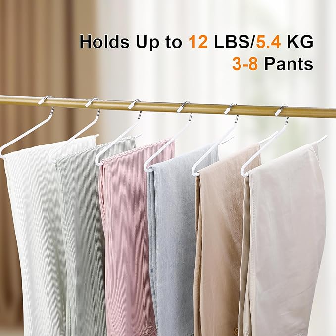 MOPALL Clothes Hanger 30 Pack, Pants Hangers Space Saving Heavy Duty Coat Hangers for Closet, Non Slip PVC-Coating Metal Hangers for Pants, Jeans, Scarfs and Towels