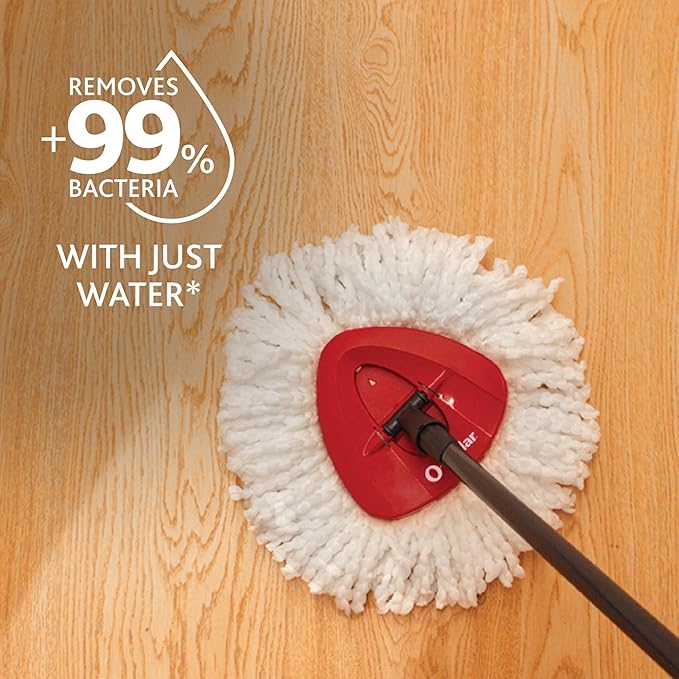 O-Cedar Easywring Microfiber Spin Mop & Bucket Floor Cleaning System + 3 Extra Refills (4 Refills Included)