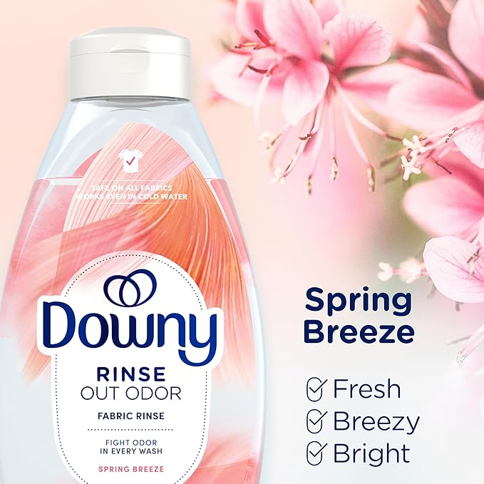 Downy Rinse Laundry Odor Remover, Spring Breeze Scent, 48 FL OZ, Fabric Softener and Laundry Odor Removal Rinse