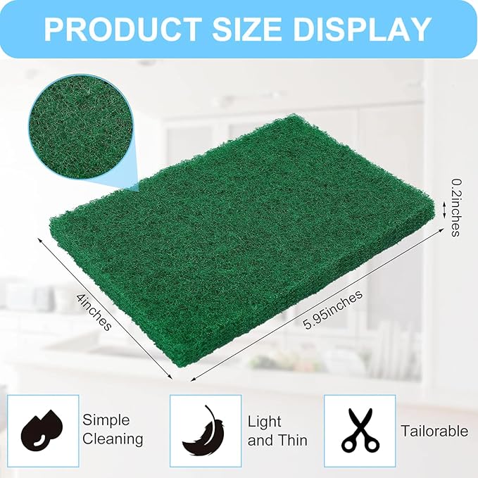 100 Pcs Scouring Pads, 4 x 6 inch Green Scrub Pads, Non Scratch Household Scrub Pad (Green)
