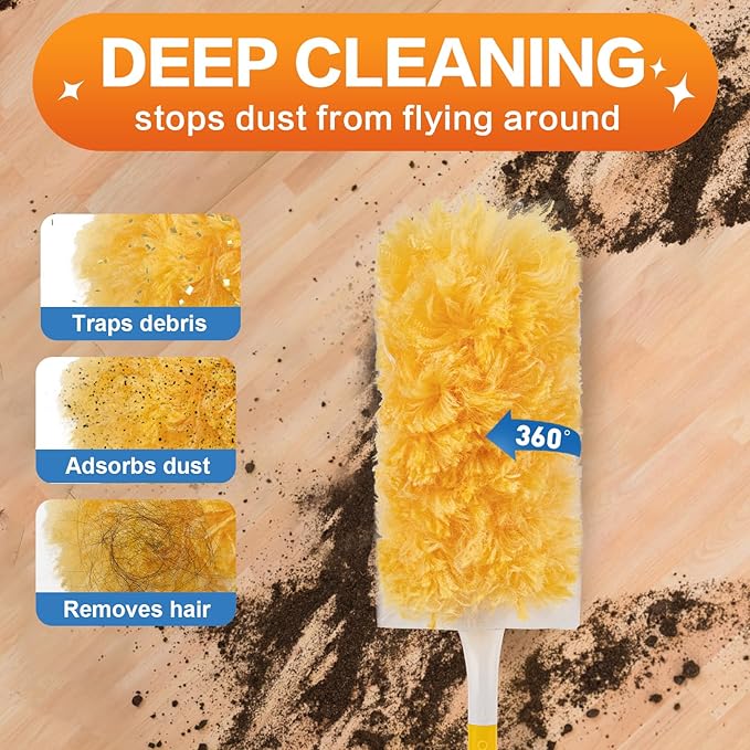 Heavy Duty Duster Refills, Unscented Disposable Dusters Kit for Cleaning Dusting Furniture Blind Ceiling Fan, Multi Surface 360 Feather Duster(25)