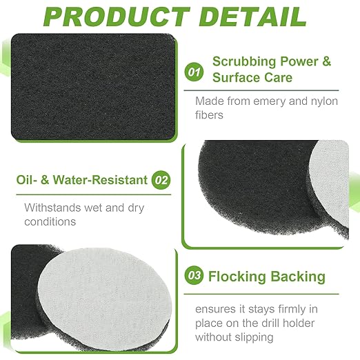 Power Scrub Pads, Scrubbing Pads 1500 Grits Scouring Discs - Fitting for (Home Kitchen Cleaning - Drill Attachment - Scrubber Replacement) 8 Pcs & 4 Inch & Green-Gray