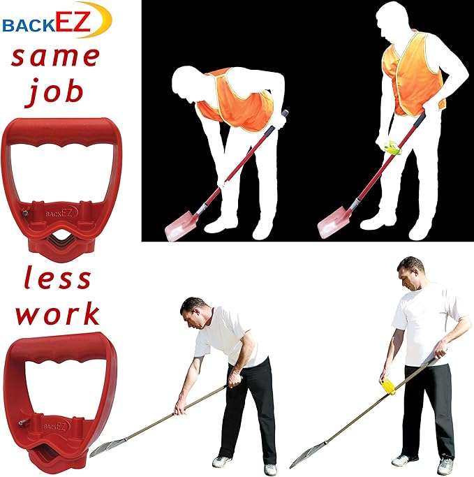 Back-Saving Tool Handle Attachment, EVR-Grip Upgrade, Labor-Saving Ergonomic Shovel Add-on Handle, RED