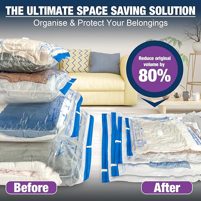XXL Jumbo 47''X35'' Vacuum Storage Space Bags Extra Large for Blanket Bedding Comforters with Hand Pump (8 Pack)