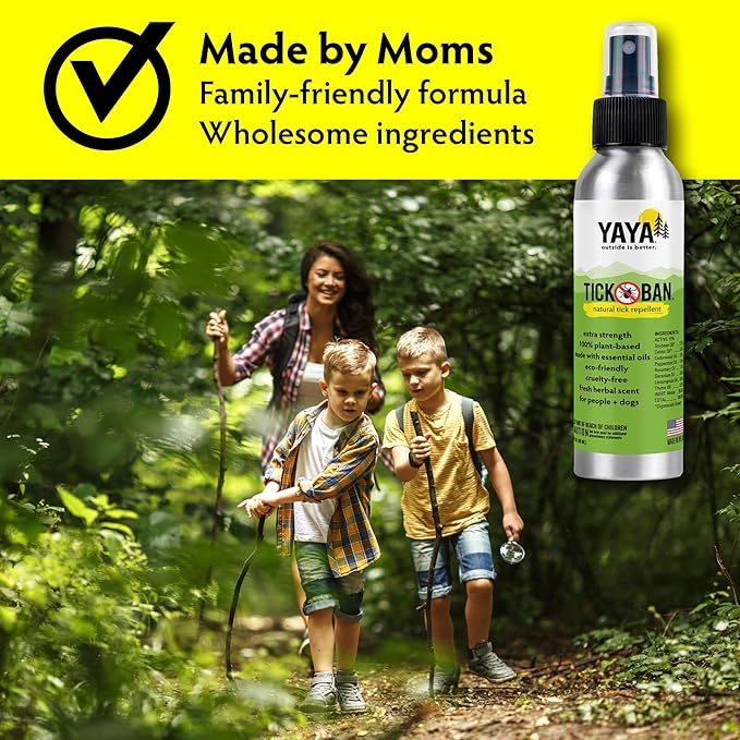 Yaya Organics All Natural Extra Strength Tick Repellent DEET Free - 4 Ounce Spray Bottle