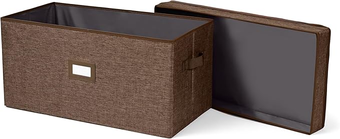 Covermates Keepsakes - Storage Box - Heavy Duty Polyester - Reinforced Handles - ID Window - Indoor Storage - Closet Storage, Brown Heather