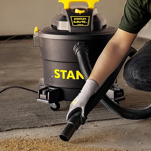 STANLEY Wet/Dry Vacuum SL18191P, 10 Gallon 4 Horsepower 16 FT Clean Range Shop, Ideal for Home/Garage/Laundry Rooms with Attachments, Strong Suction Large Capacity Multiple Accessories