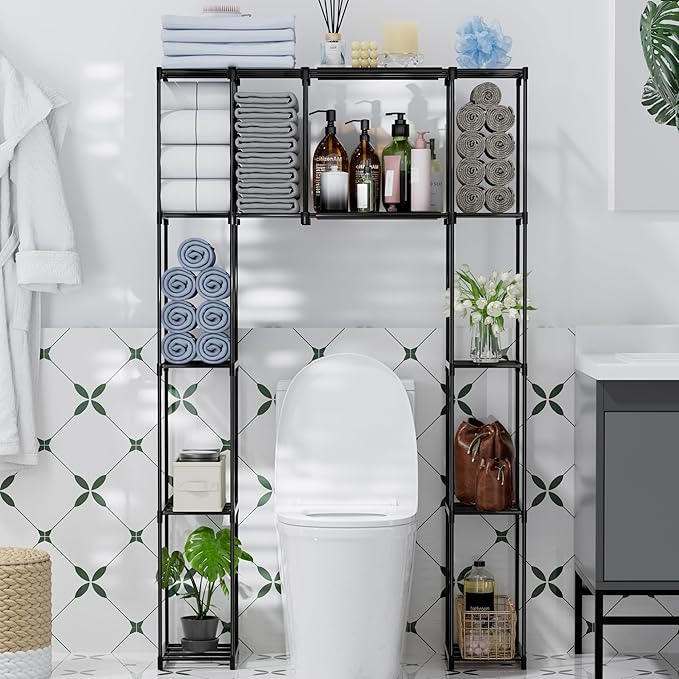 PPN Over The Toilet Storage Cabinet, Premium Bathroom Organizer and Storage Shelves for Small Spaces, Space-Saving Bathroom Shelving Units