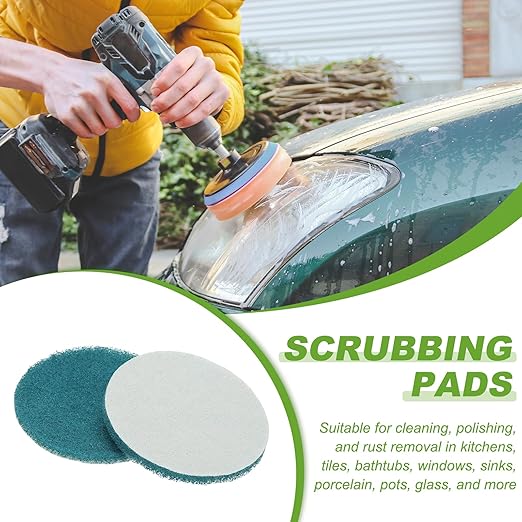 Power Scrub Pads, Scrubbing Pads 1500 Grits Scouring Discs - Fitting for (Home Kitchen Cleaning - Drill Attachment - Scrubber Replacement) 8 Pcs & 4 Inch & Blue