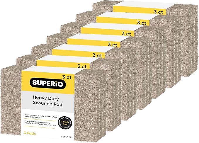 Natural Scouring Pad Non-Scratch Sisal Plant Based Scrubber Cleaning Scrub Pads, Eco-Friendly Reusable Kitchen Scrubbing Pad Pack of 21, by Superio