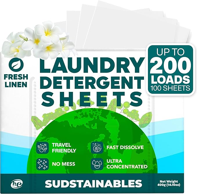 Fabric Softener Sheets for Washer bundle with 100 Sheets Laundry Detergent Fresh Linen